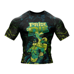 Brazilian Jiu JIitsu 'Pride Or Die' Short Sleeve Compression Rashguard