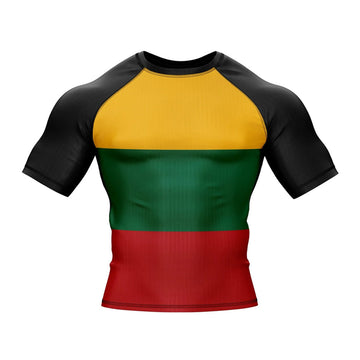 Lithuania Flag Short Sleeve Compression Rashguard Lithuania Flag Short Sleeve Compression Rashguard