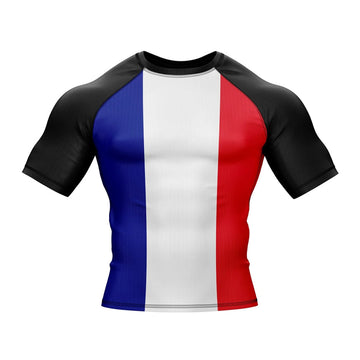 French Flag Rashguard Short Sleeve Compression