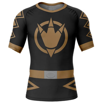 Kids Power Rangers Short Sleeve Compression Rashguard 'Black Dino Thunder Ranger'