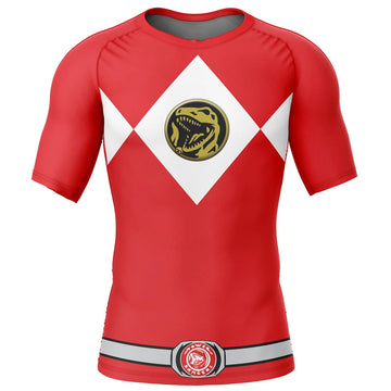Power Rangers Kids Red Ranger Short Sleeve Compression Rashguard