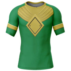 Kids Power Rangers 'Green Ranger | Gold Shield' Compression Short Sleeve Rashguard