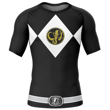 Power Rangers Kids Black Ranger Short Sleeve Compression Rashguard