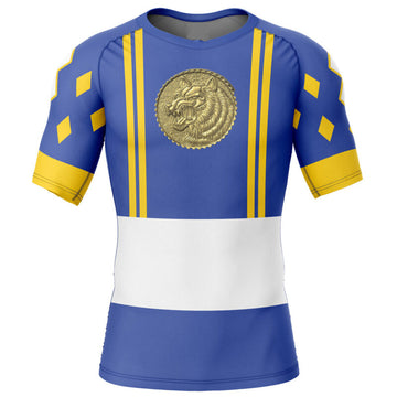 Power Rangers Blue Ranger Ninjetti Wolf Short Sleeve Compression Rashguard
