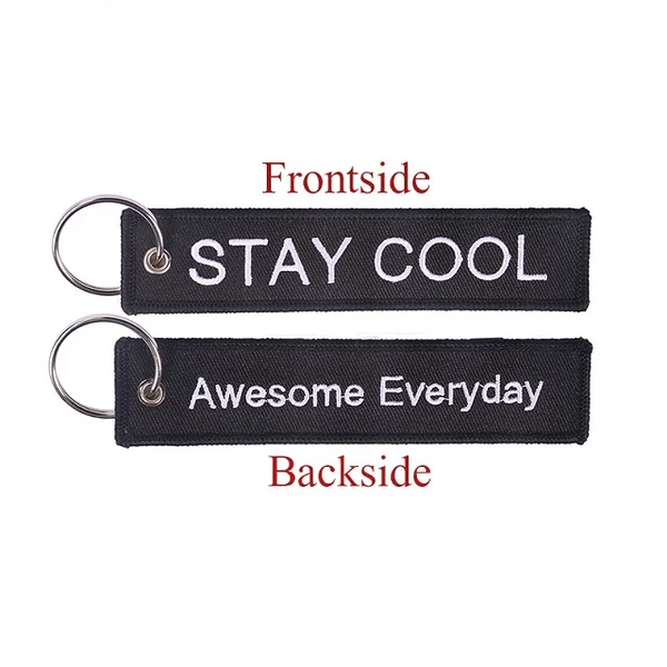 Stay Cool 'Awesome Everyday' Embroidered Keyring Keychain