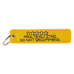 1 Star 'Adulting | Do Not Recommend' Embroidered Keyring Keychain