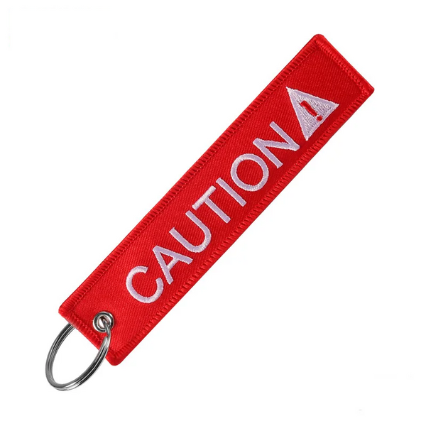 Aviation 'Caution | Red Tag' Embroidered Keyring Keychain