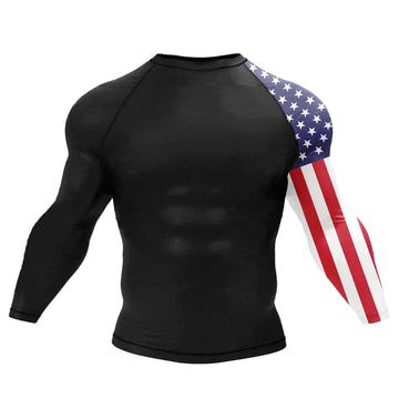 Long Sleeve American Flag Sleeve Compression Rashguard