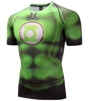 Green Lantern 'Classic' Compression Short Sleeve Rash Guard-RashGuardStore