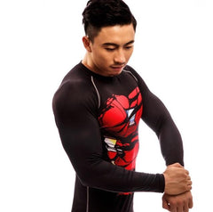 Iron Man "Mark XXXIII Hero Revealed" Black Long Sleeve Compression Rash Guard-RashGuardStore