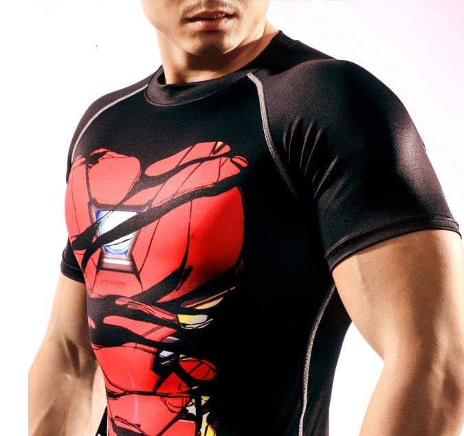 Iron Man "Mark XXXIII Hero Revealed" Black Short Sleeve Compression Rash Guard-RashGuardStore