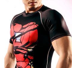 Iron Man "Mark XXXIII Hero Revealed" Black Short Sleeve Compression Rash Guard-RashGuardStore