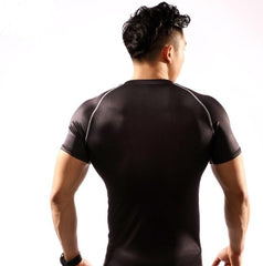 Iron Man "Mark XXXIII Hero Revealed" Black Short Sleeve Compression Rash Guard-RashGuardStore