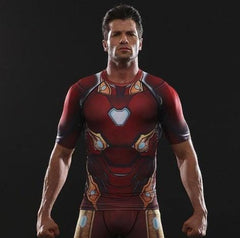 Iron Man "Nano Tech" Infinity War Compression Short Sleeve Rash Guard-RashGuardStore