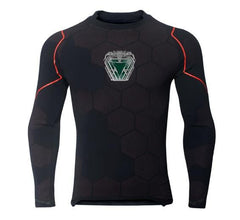 Iron Man 'Stark Industries' Dull Reactor Long Sleeve Premium Compression Rash Guard-RashGuardStore