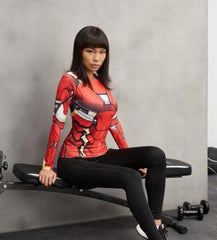 Iron Man Women's Compression Long Sleeve Rashguard-RashGuardStore