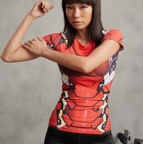 Iron Man Women's Compression Short Sleeve Rashguard-RashGuardStore