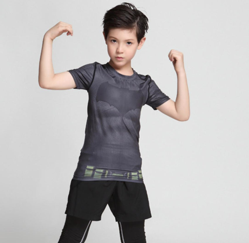 Kid's Batman "Outsiders" Short Sleeve Compression Rash Guard-RashGuardStore