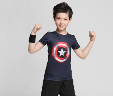 Kid's Captain America Shield Compression Rash Guard-RashGuardStore