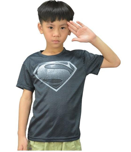 Kid's Superman "Son of Krypton" Compression Short Sleeve Rashguard-RashGuardStore