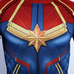 Men's Captain Marvel Carol Danvers Compression Long Sleeve Rashguard-RashGuardStore