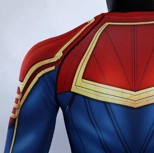 Men's Captain Marvel Carol Danvers Compression Long Sleeve Rashguard-RashGuardStore