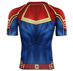 Men's Captain Marvel Carol Danvers Compression Short Sleeve Rashguard-RashGuardStore