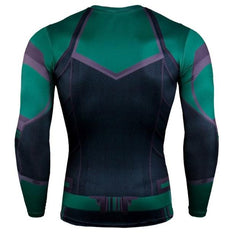 Men's Captain Marvel 'Comic Star Force' Green Kree Compression Long Sleeve Rashguard-RashGuardStore