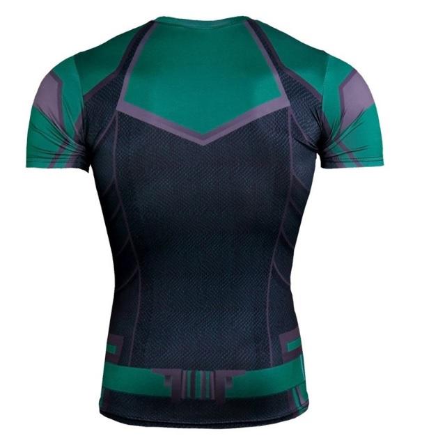 Men's Captain Marvel 'Comic Star Force' Green Kree Compression Short Sleeve Rashguard-RashGuardStore