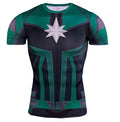 Men's Captain Marvel 'Comic Star Force' Green Kree Compression Short Sleeve Rashguard-RashGuardStore