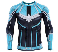 Men's Captain Marvel 'Star Force' Green Kree Compression Long Sleeve Rashguard-RashGuardStore