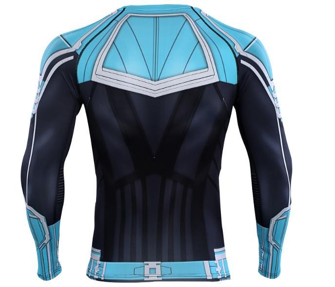 Men's Captain Marvel 'Star Force' Green Kree Compression Long Sleeve Rashguard-RashGuardStore