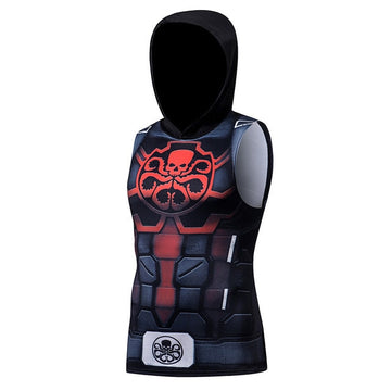 Captain America Steve Rogers Hooded Tank Top Compression Rash Guard 'Agent of Hydra'