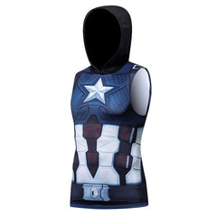 Captain America Steve Rogers 'End Game' Hooded Tank Top Compression Rash Guard