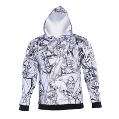 Men's Spiderman 'Hand Drawn Comic | Black and White' Premium Pullover Hoodie