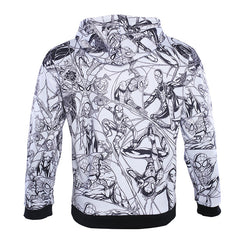 Men's Spiderman 'Hand Drawn Comic | Black and White' Premium Pullover Hoodie