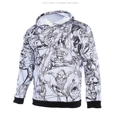 Men's Spiderman 'Hand Drawn Comic | Black and White' Premium Pullover Hoodie