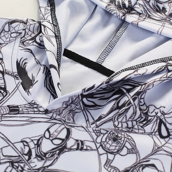Men's Spiderman 'Hand Drawn Comic | Black and White' Premium Pullover Hoodie