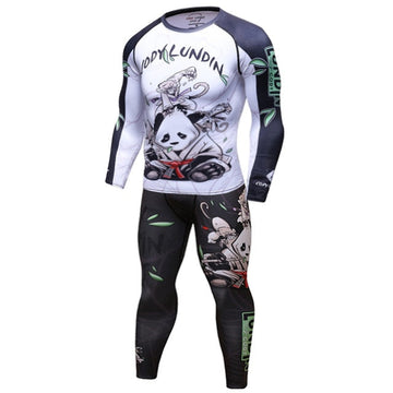 Panda Compression Rolling With A White Belt Elite Long Sleeve Set
