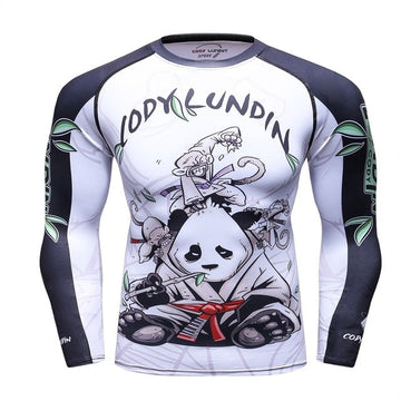 Rolling With A White Belt Panda Compression Elite Long Sleeve Rashguard