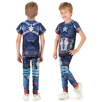 Kids Captain America End Game Compression Rashguard Set