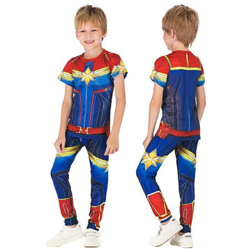 Captain Marvel Kids Compression Rashguard Set