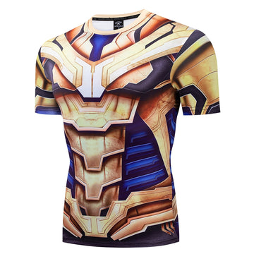 Thanos Compression Short Sleeve Rashguard End Game War Armor Short Sleeve Rashguard End Game War Armor