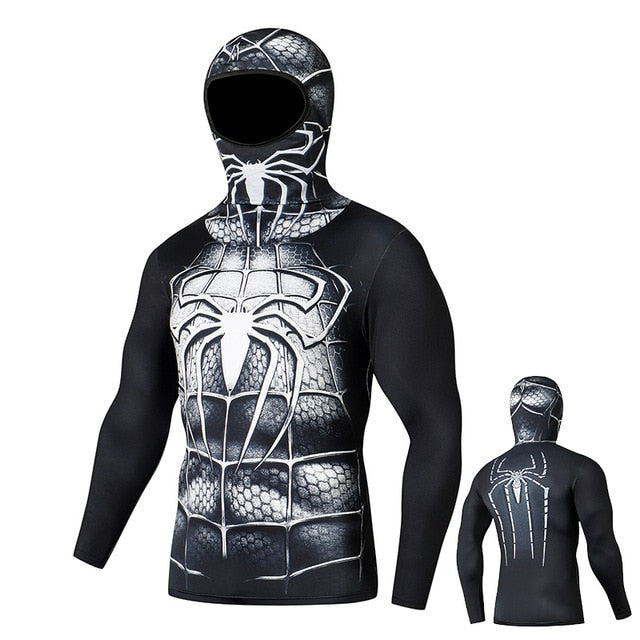 Spider Man Compression 'Symbiote' Long Sleeve Full Hood Rashguard