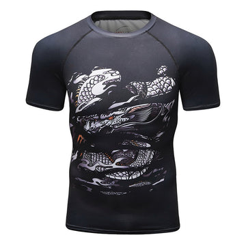 Elite Rashguard Dragon Compression Hero Revealed Silver Dragon Short Sleeve