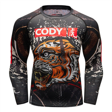 Tiger Style' Elite Long Sleeve Rashguard Tiger Compression