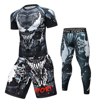 Sheer Carnage Venum Compression Elite Short Sleeve Rashguard Shorts Set