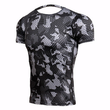 Winter Digital Camo Camouflage Compression Short Sleeve Rashguard