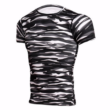 Camouflage Compression Monochrome Camo Short Sleeve Rashguard Camouflage Compression