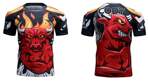 Bull Compression 'The Horns' Elite Short Sleeve Rashguard